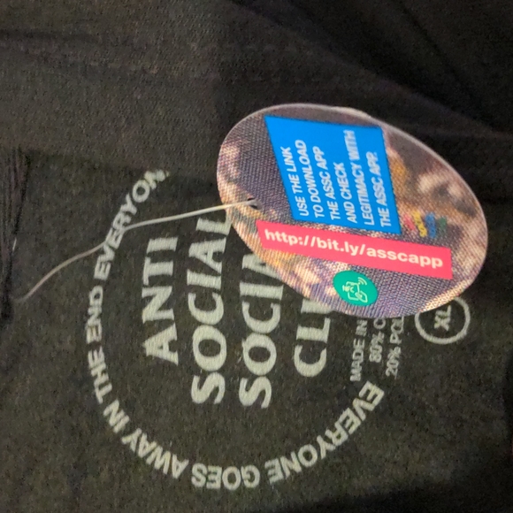 Anti social social club black  multi color logo hoodie  nwt - Picture 3 of 8